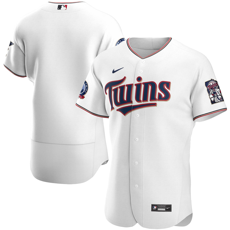 2020 MLB Men Minnesota Twins Nike White Home 2020 60th Season Authentic Team Jersey 1